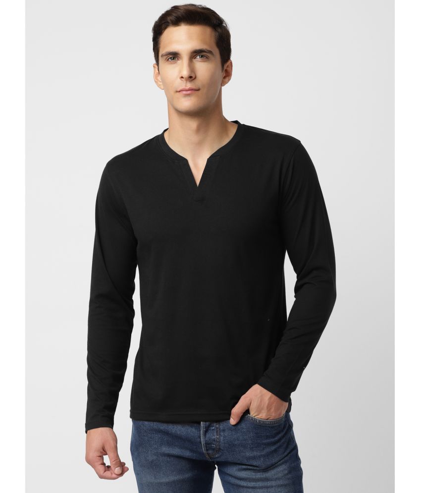    			UrbanMark Mens Regular Fit V Neck Full Sleeves Solid T Shirt -Black