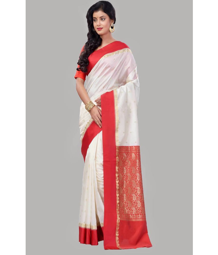     			shopeezy tex fab - Off White Art Silk Saree With Blouse Piece ( Pack of 1 )
