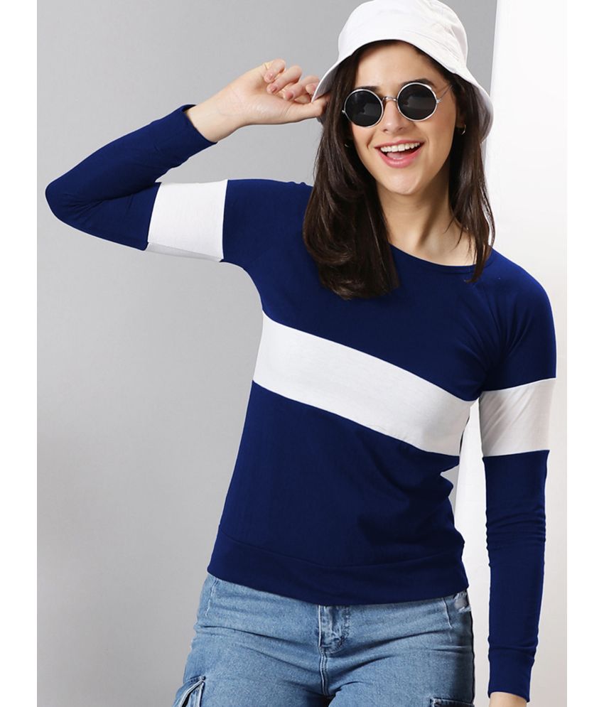     			AUSK - Navy Blue Cotton Blend Regular Fit Women's T-Shirt ( Pack of 1 )