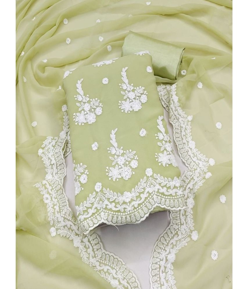     			Apnisha - Unstitched Green Georgette Dress Material ( Pack of 1 )