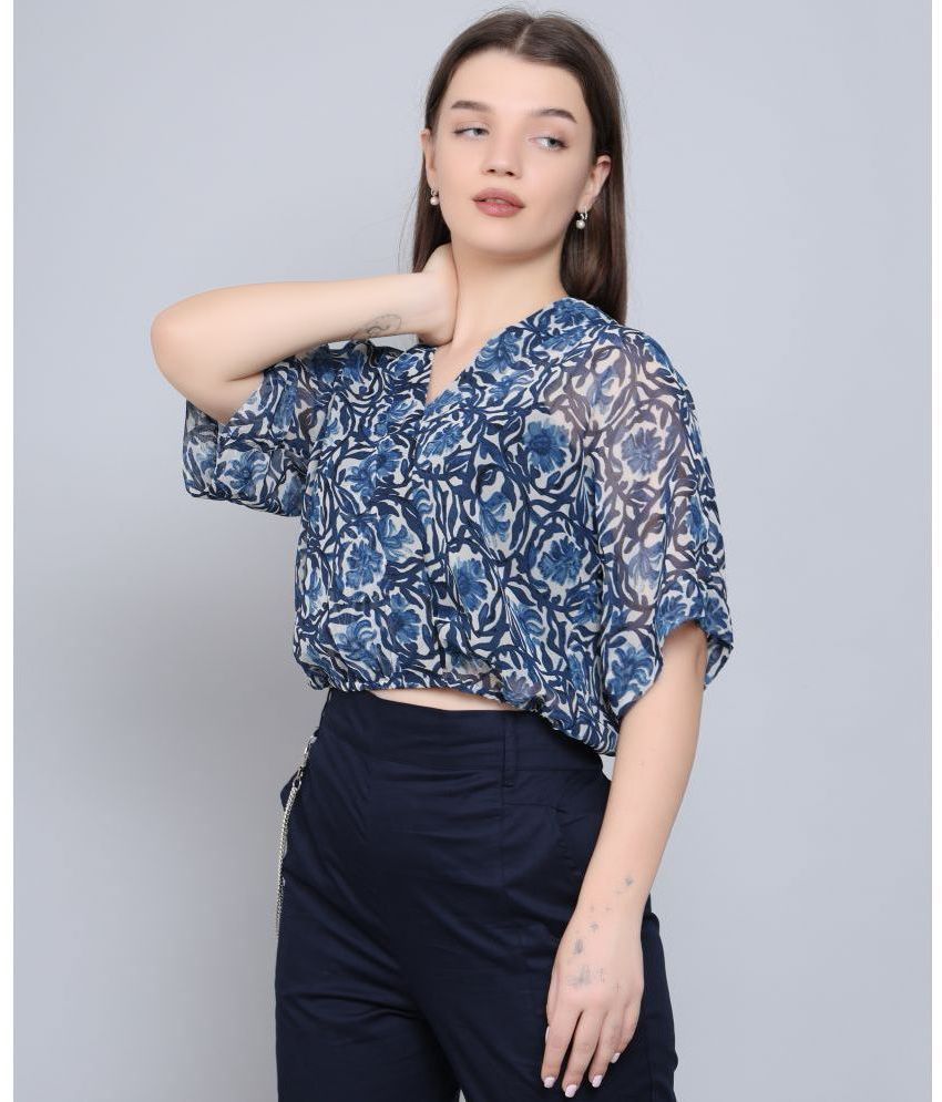     			Baawri - Blue Georgette Women's Wrap Top ( Pack of 1 )