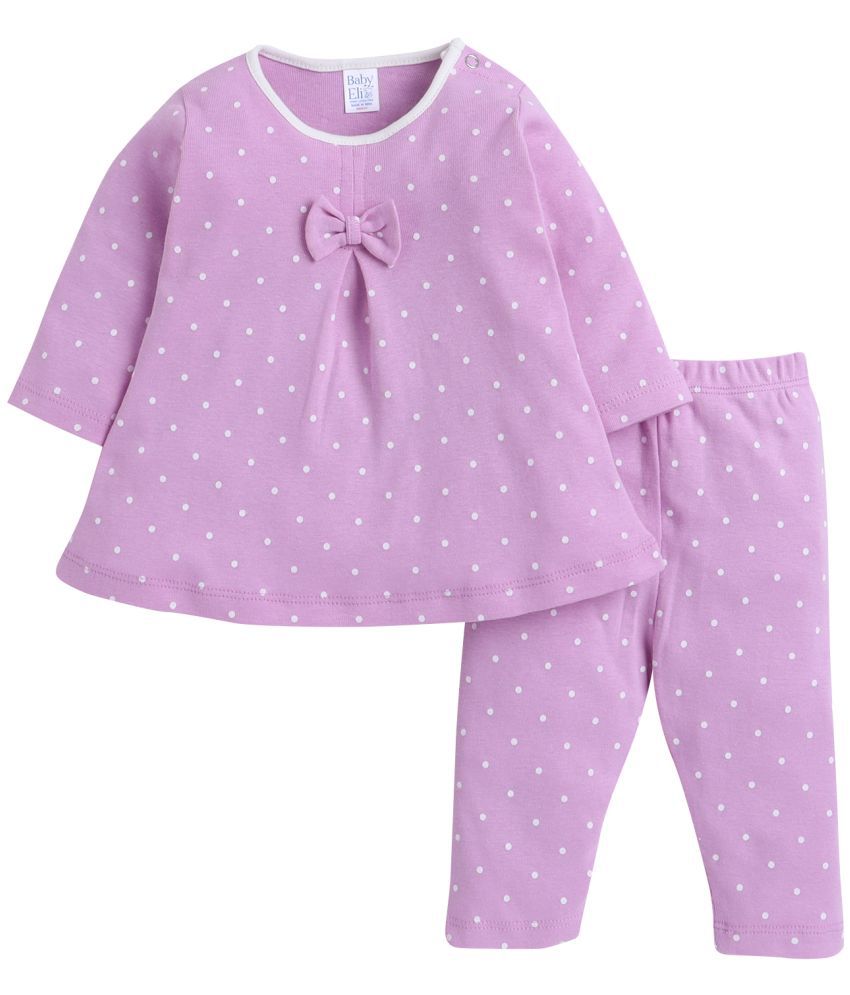     			Baby Eli Premium Cotton Frill Nighsuit set For Baby Girls - 1 Top, 1 Pyjama - Durable And Stylish - Perfect For Everyday Wear Pack Of 2MBEA09B-P-NB