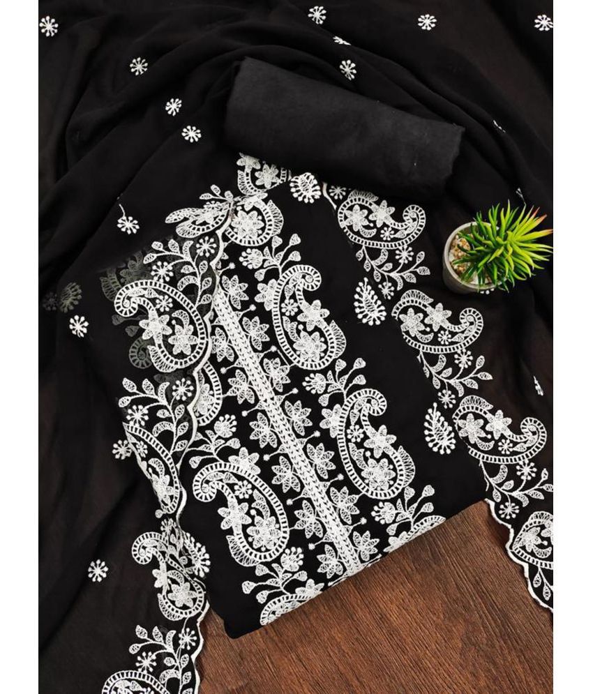     			JULEE - Unstitched Black Georgette Dress Material ( Pack of 1 )