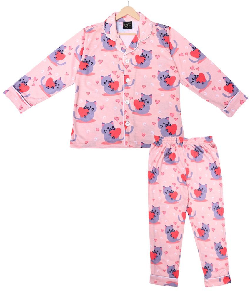     			Cremlin Clothing Boys Cotton Blend Nightsuit Set ( Peach )