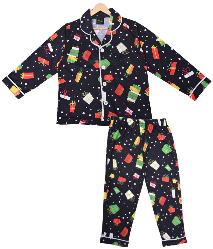     			Cremlin Clothing Pack of 1 Boys Cotton Blend Nightsuit Set ( Black )