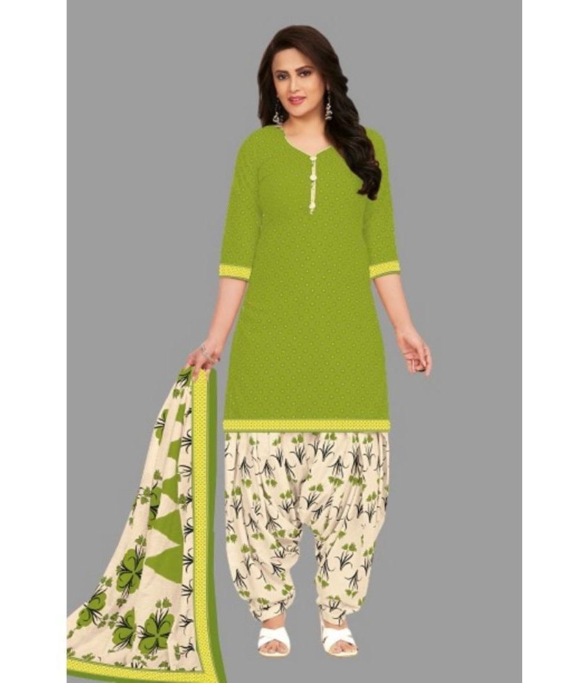     			SIMMU - Unstitched Lime Green Cotton Dress Material ( Pack of 1 )