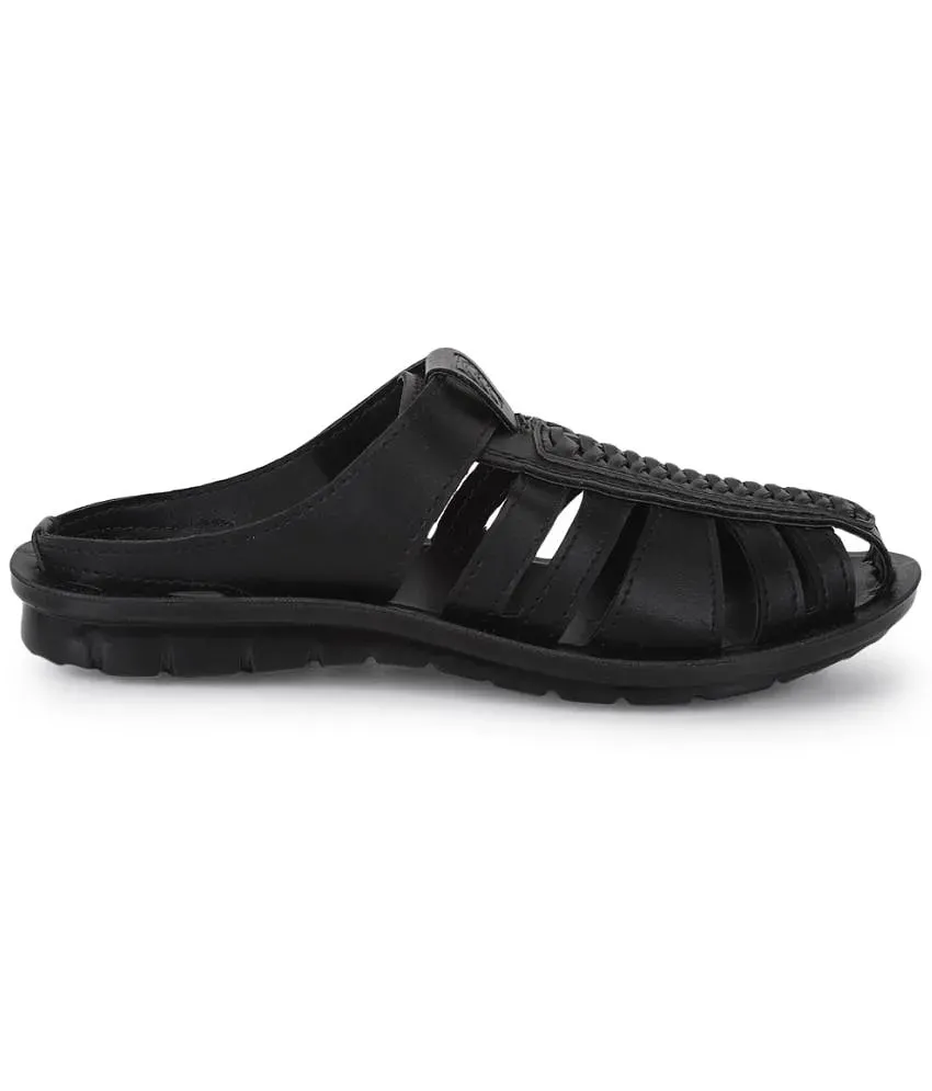 John Lewis Lisbon Leather Caged Fisherman Sandals, Black at John Lewis &  Partners