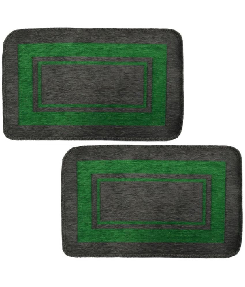     			FURNISHING HUT - Anti-skid Cotton Door Mat ( 60 X 40 cm ) Set of 2 - Green