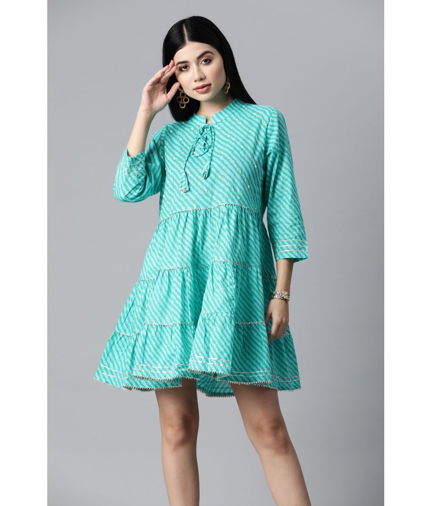     			JC4U - Green Cotton Women's Fit & Flare Dress ( Pack of 1 )