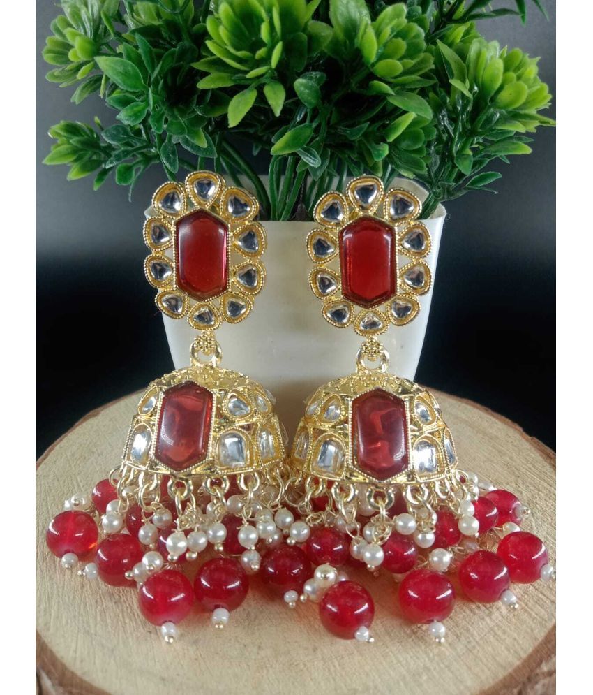     			Jiyanshi fashion Red Jhumki Earrings ( Pack of 1 )