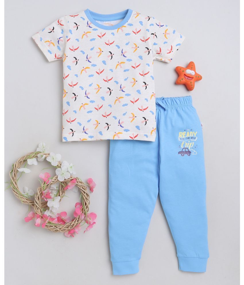     			BUMZEE - Cream Cotton Baby Boy T-Shirt & Pyjama Set ( Pack of 1 )