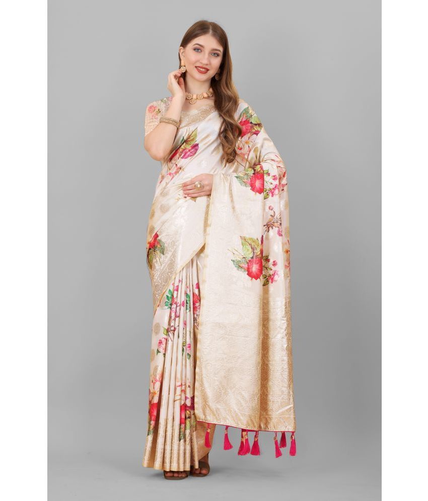     			OFLINE SELCTION Silk Printed Saree With Blouse Piece - Peach ( Pack of 1 )