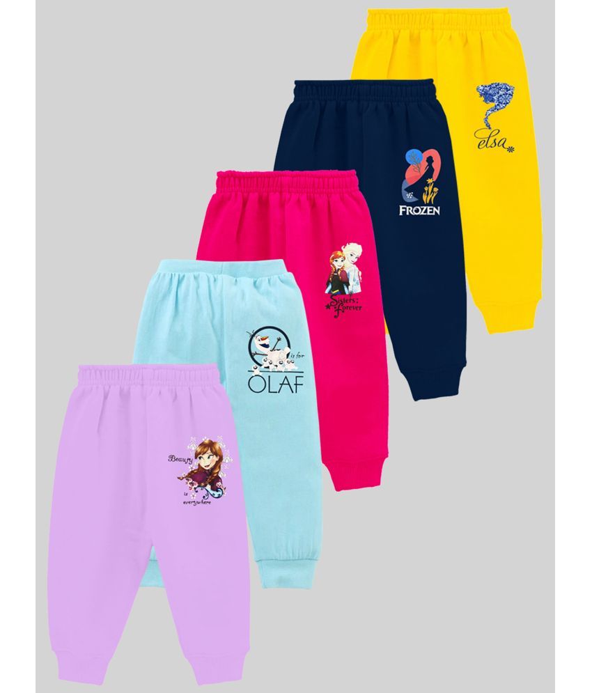     			Kuchipoo - Multi Color Cotton Blend Trackpant For Baby Girl ( Pack of 5 )