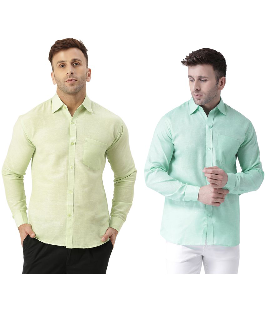     			RIAG Cotton Blend Regular Fit Full Sleeves Men's Formal Shirt - Green ( Pack of 2 )