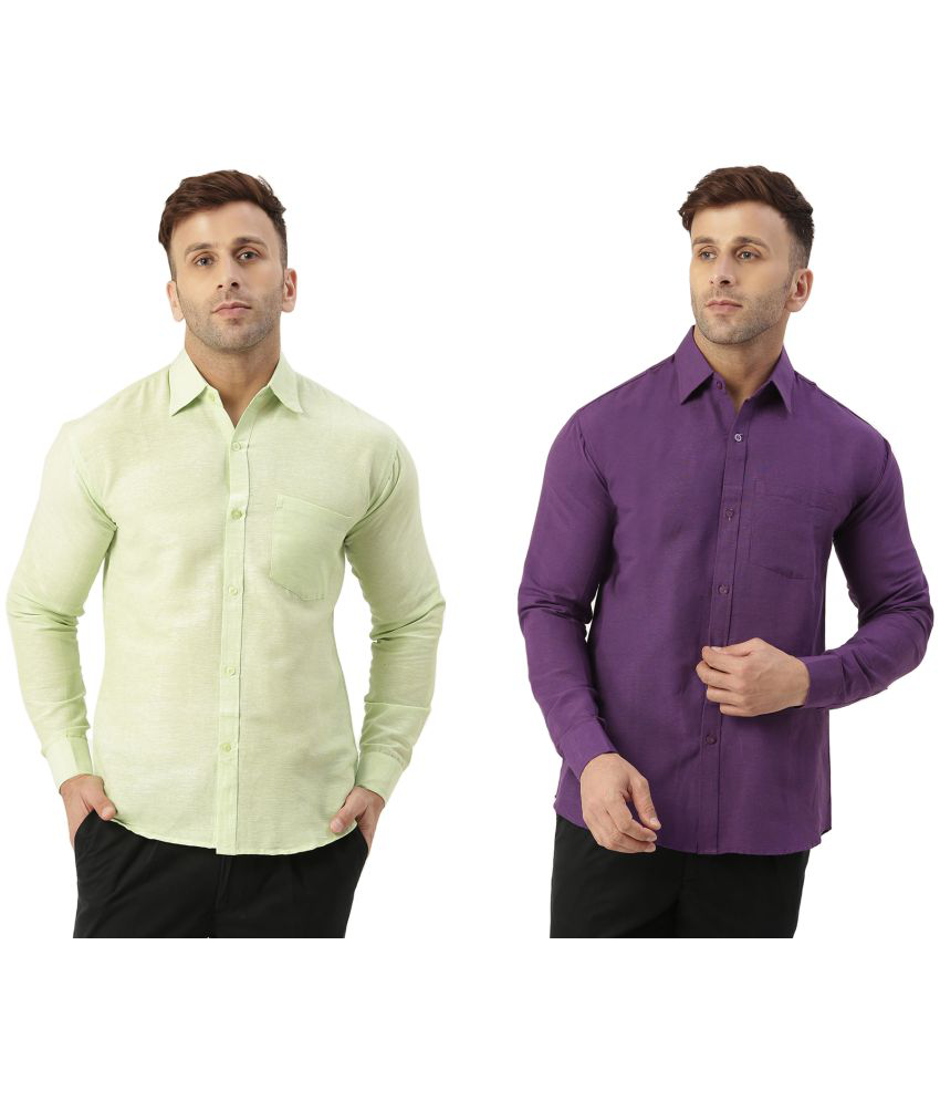     			RIAG Cotton Blend Regular Fit Full Sleeves Men's Formal Shirt - Purple ( Pack of 2 )