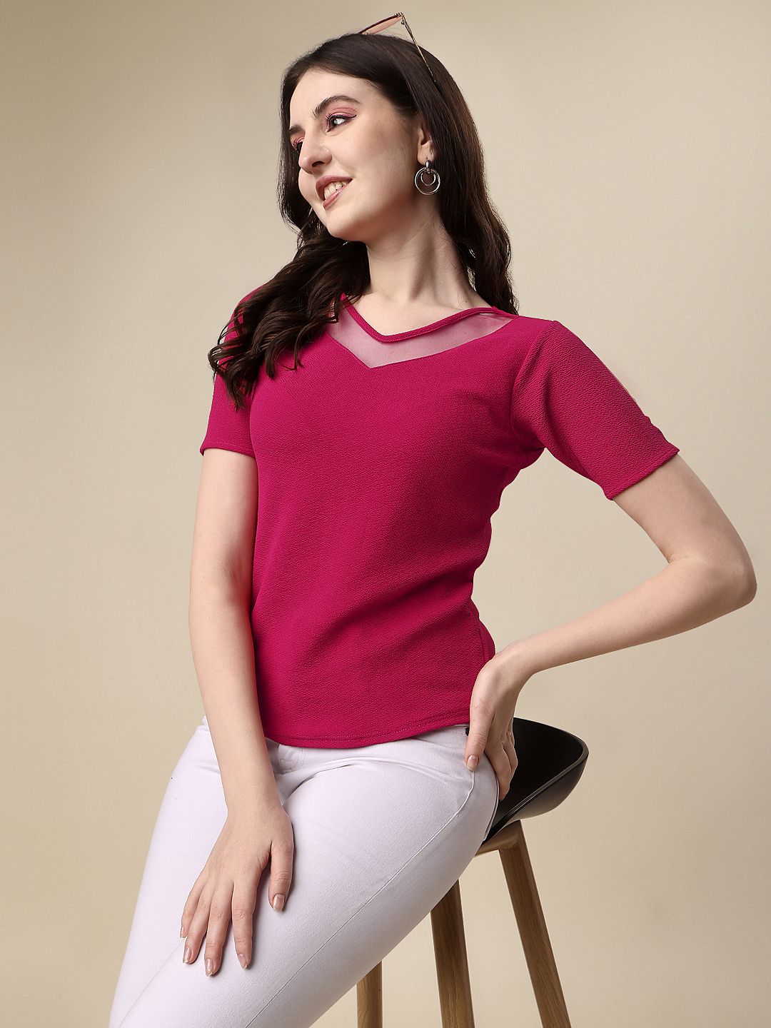     			Sheetal associates - Pink Polyester Women's Regular Top ( Pack of 1 )