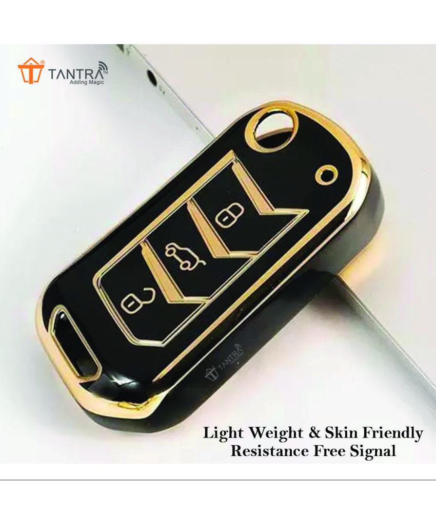     			TANTRA TPU Key Cover Compatible with Mahindra Scorpio 2019+|  XUV 300 | Marazzo | XUV 700 | XUV 400 ev | Bolero | Thar 2020+ 3 Button Flip Key (Black)