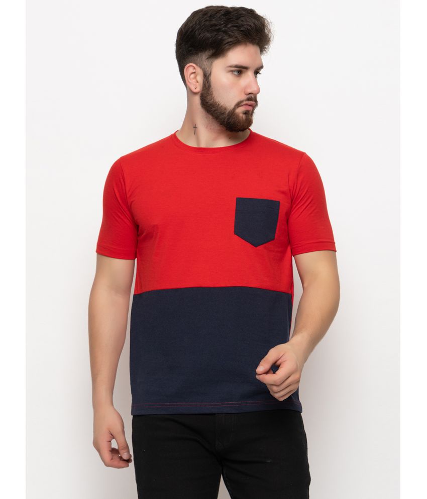     			ZEBULUN Cotton Blend Regular Fit Colorblock Half Sleeves Men's T-Shirt - Red ( Pack of 1 )