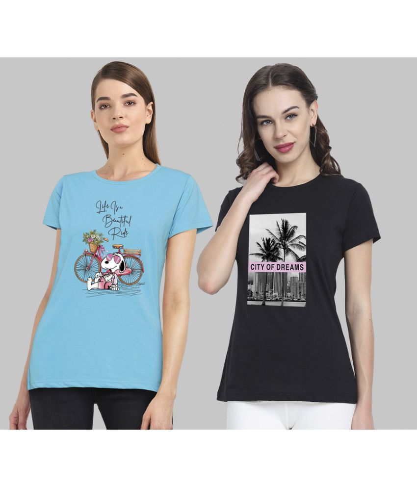     			CHOZI - Multi Color Cotton Regular Fit Women's T-Shirt ( Pack of 2 )