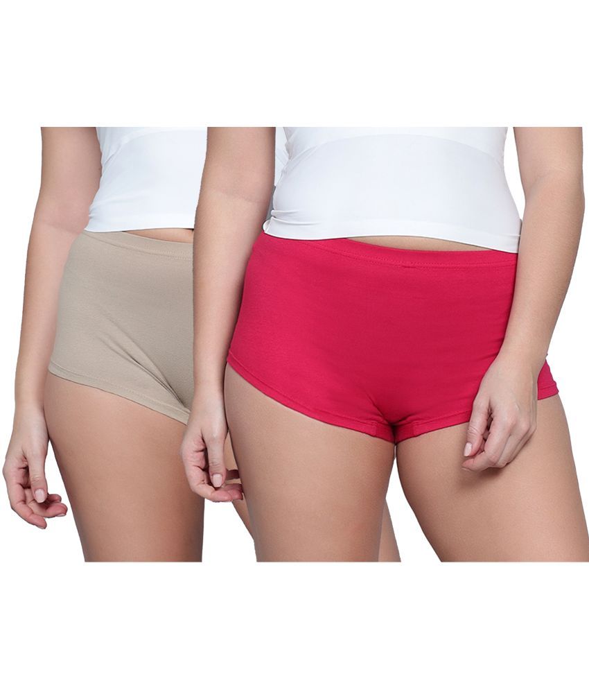     			Diaz Pack of 2 Cotton Solid Women's Boy Shorts ( Multi Color )