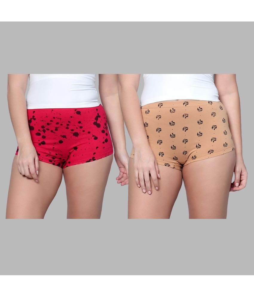     			Diaz Pack of 2 Cotton Printed Women's Boy Shorts ( Multicolor )