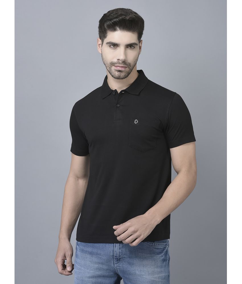     			Dollar Cotton Blend Regular Fit Solid Half Sleeves Men's Polo T Shirt - Black ( Pack of 1 )
