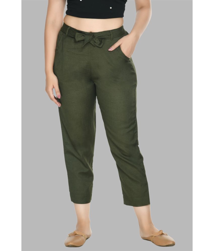     			PREEGO - Olive Rayon Regular Women's Casual Pants ( Pack of 1 )