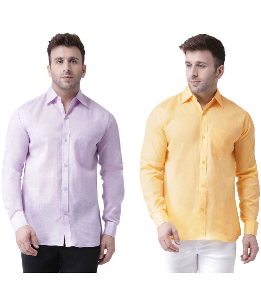     			RIAG Cotton Blend Regular Fit Full Sleeves Men's Formal Shirt - Yellow ( Pack of 2 )