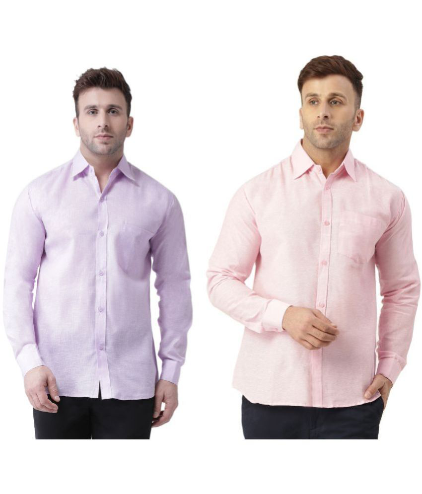     			RIAG Cotton Blend Regular Fit Full Sleeves Men's Formal Shirt - Pink ( Pack of 2 )