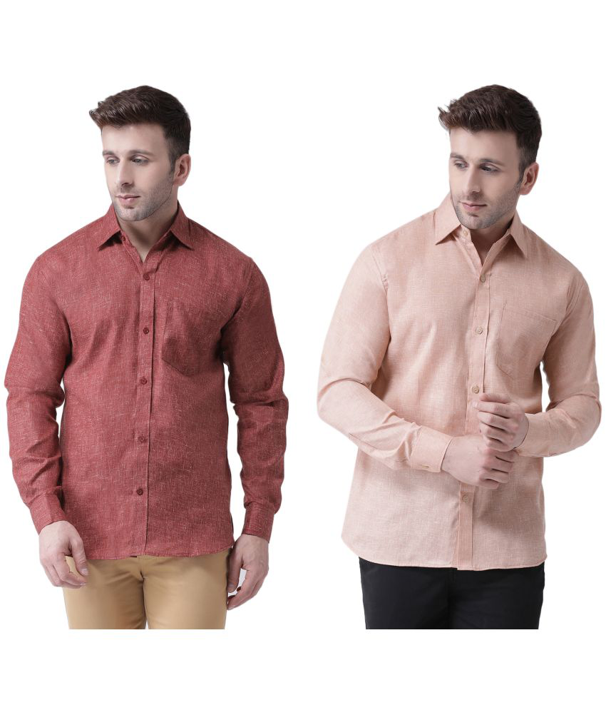     			RIAG Cotton Blend Regular Fit Self Design Full Sleeves Men's Casual Shirt - Brown ( Pack of 2 )
