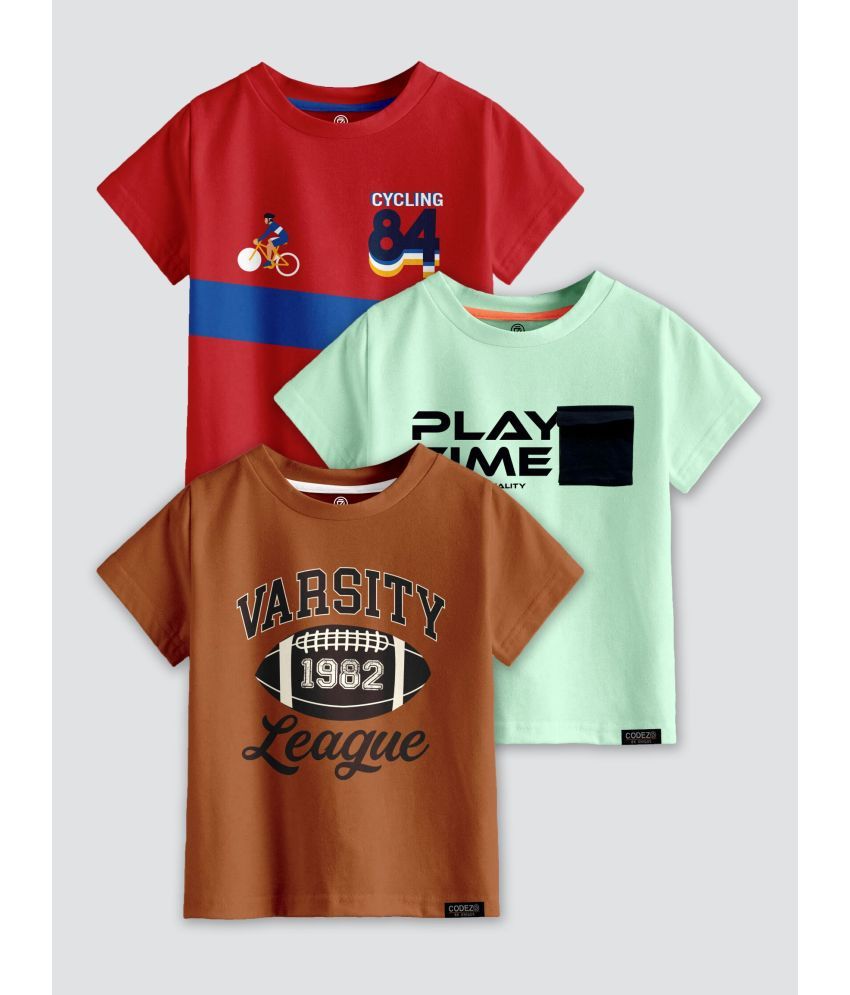     			CODEZ Pack of 3 Boys Cotton Blend T-Shirt ( Multi Color )