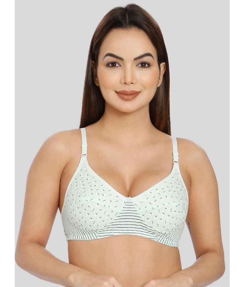     			ILRASO Cotton Non Padded Women's T-Shirt Bra ( Green )