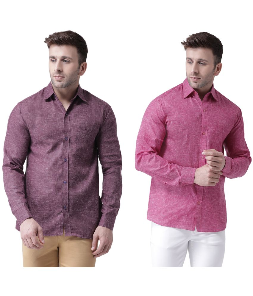     			RIAG Cotton Blend Regular Fit Self Design Full Sleeves Men's Casual Shirt - Purple ( Pack of 2 )