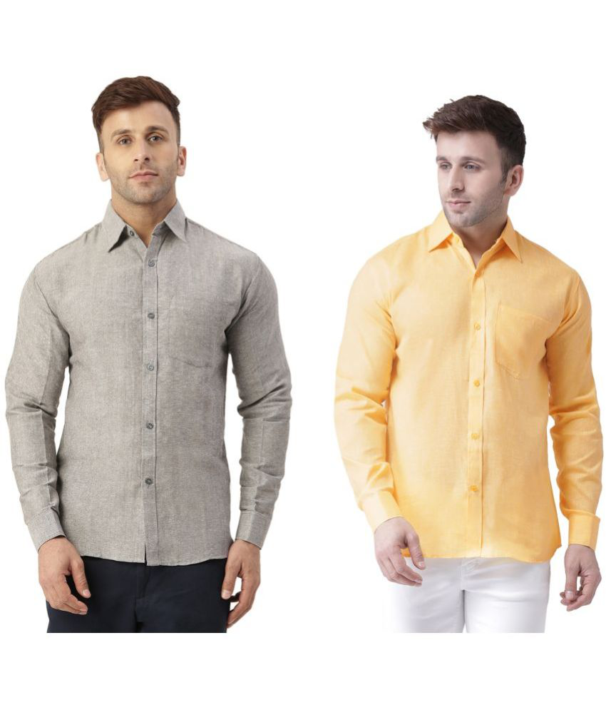     			RIAG Cotton Blend Regular Fit Full Sleeves Men's Formal Shirt - Yellow ( Pack of 2 )