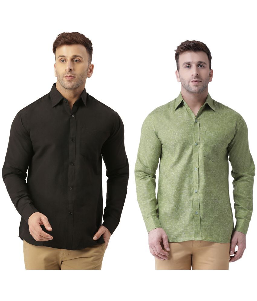     			RIAG Cotton Blend Regular Fit Full Sleeves Men's Formal Shirt - Green ( Pack of 2 )