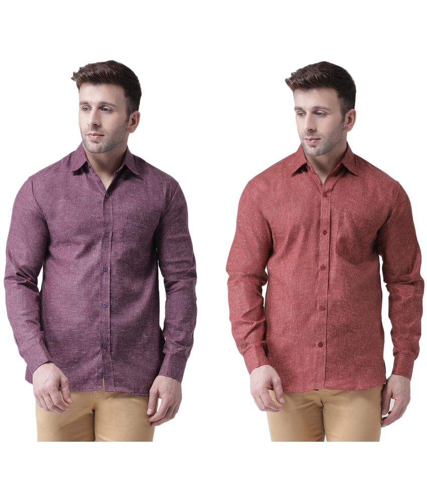     			RIAG Cotton Blend Regular Fit Self Design Full Sleeves Men's Casual Shirt - Purple ( Pack of 2 )