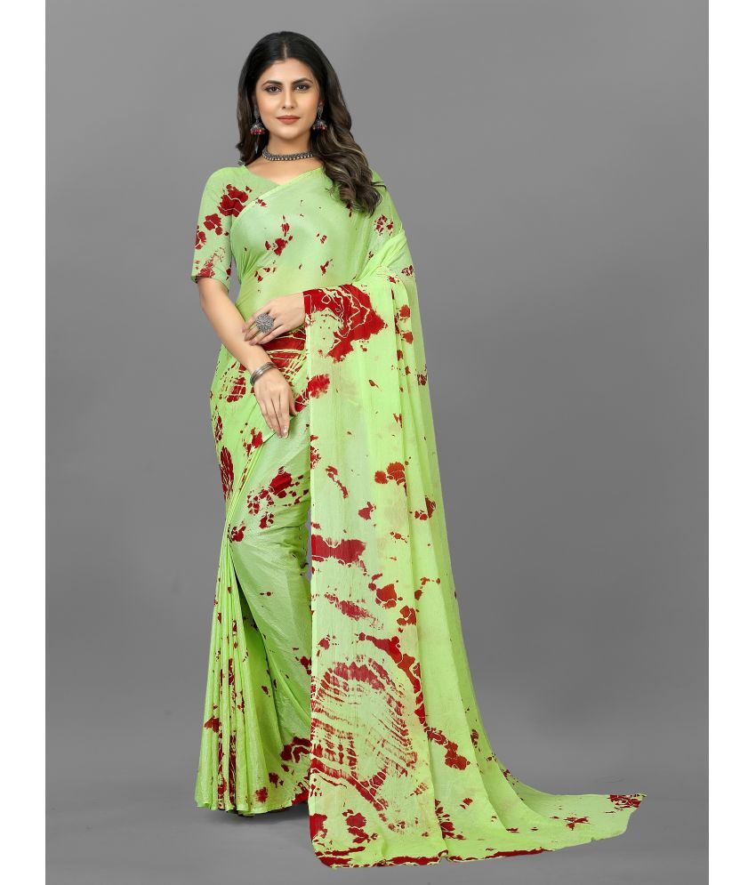     			Apnisha - Light Green Chiffon Saree With Blouse Piece ( Pack of 1 )