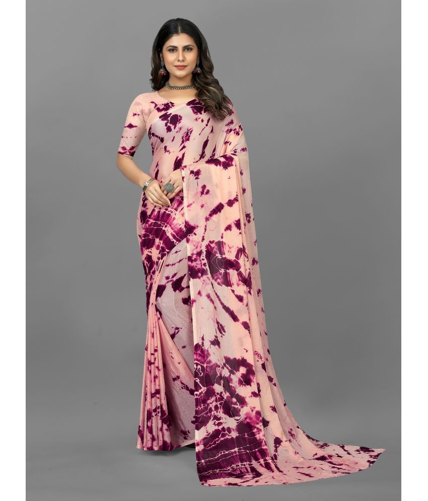     			Apnisha - Peach Chiffon Saree With Blouse Piece ( Pack of 1 )