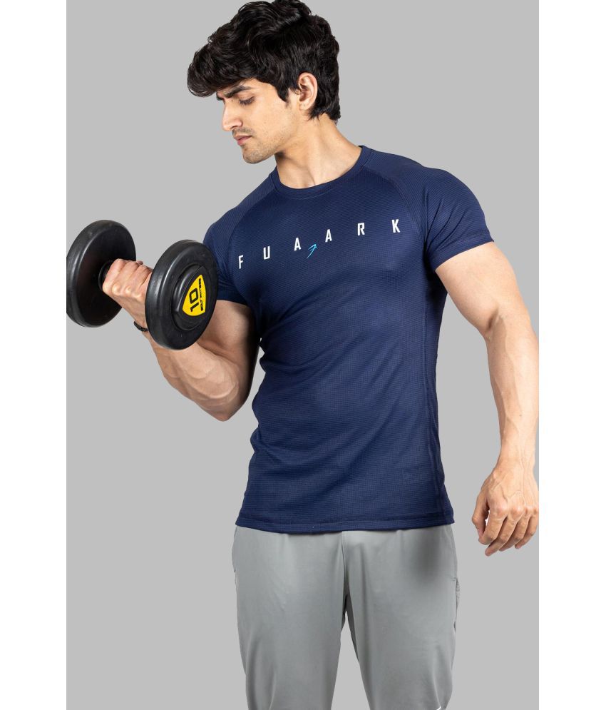     			Fuaark - Navy Polyester Slim Fit Men's Sports T-Shirt ( Pack of 1 )