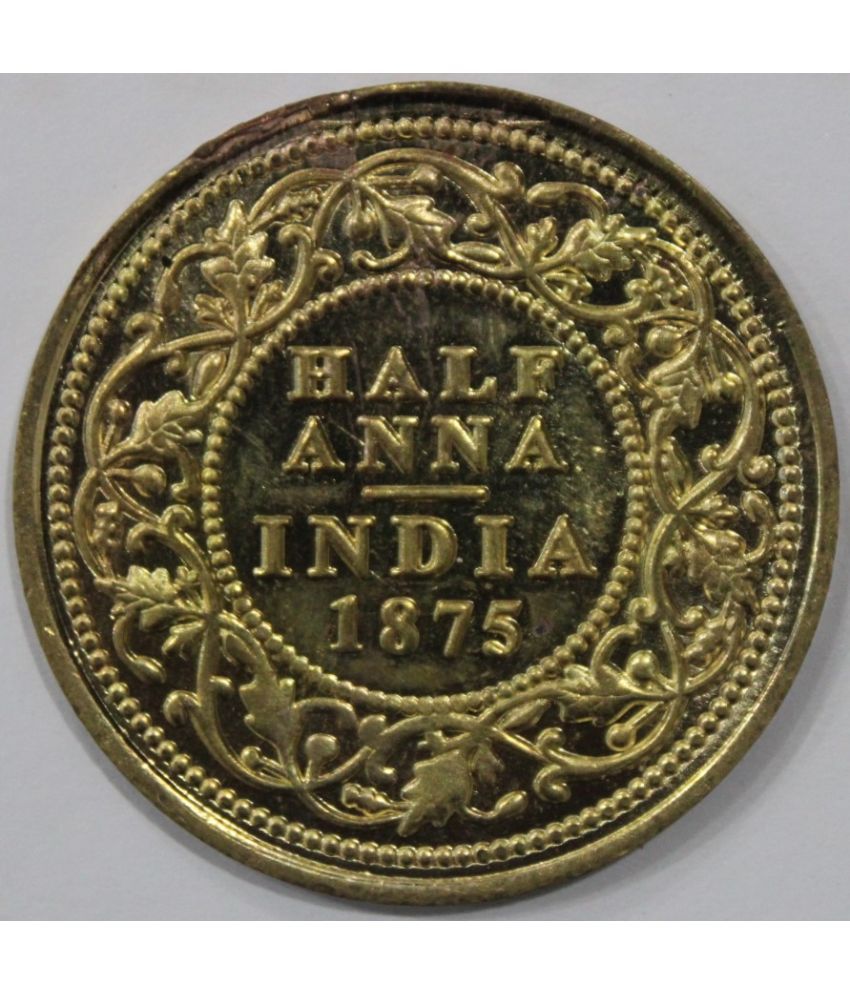     			Luxury - Big Verity - Gold-Plated British India Rare Half Anna 1875 Victoria Queen Fancy old Coin Numismatic Coins