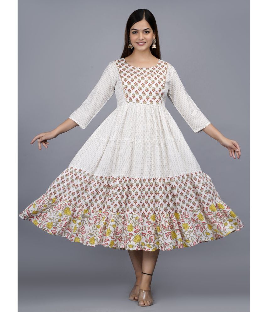     			Smien - White Rayon Women's Anarkali Kurti ( Pack of 1 )