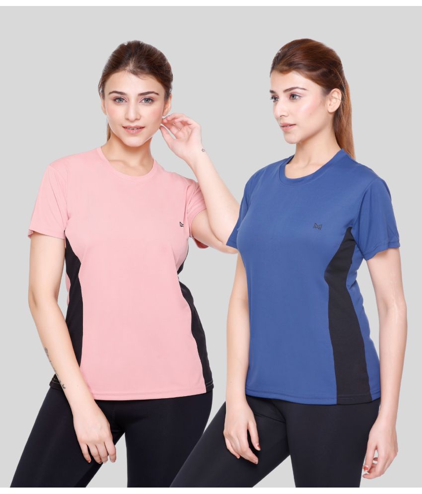     			White Moon Pink Polyester Lycra Tees - Pack of 2
