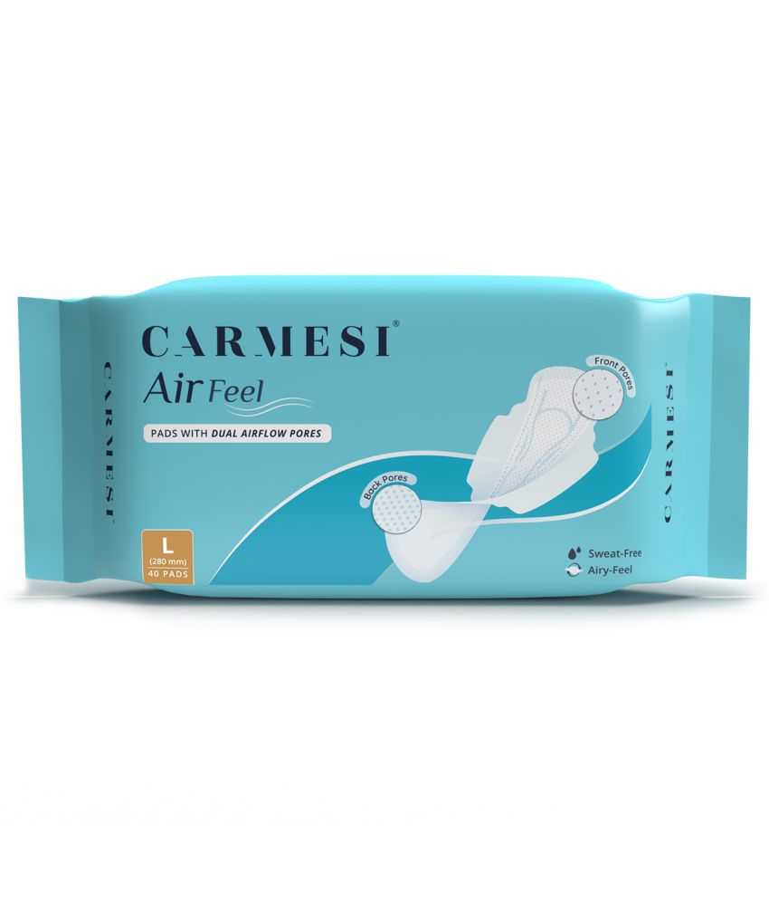     			Carmesi Air Feel Sanitary Pads With Dual Airflow Pores - 40 Large Pads, Dry, Sweat-Free, Rash-Free