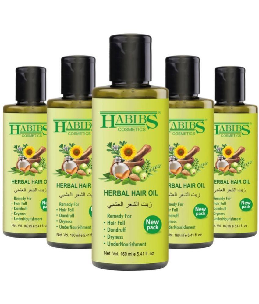     			Habibs Hair oil For Strong Long Thick hair Nourishes Scalp Controls Hair Fall 160ml Pack of 5