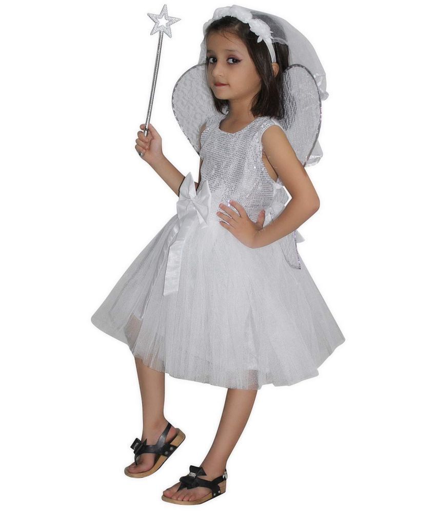     			Kaku Fancy Dresses Fairy Costume For Girls | Fairy Dress For Kids -White, 3-4 Years, For Girls