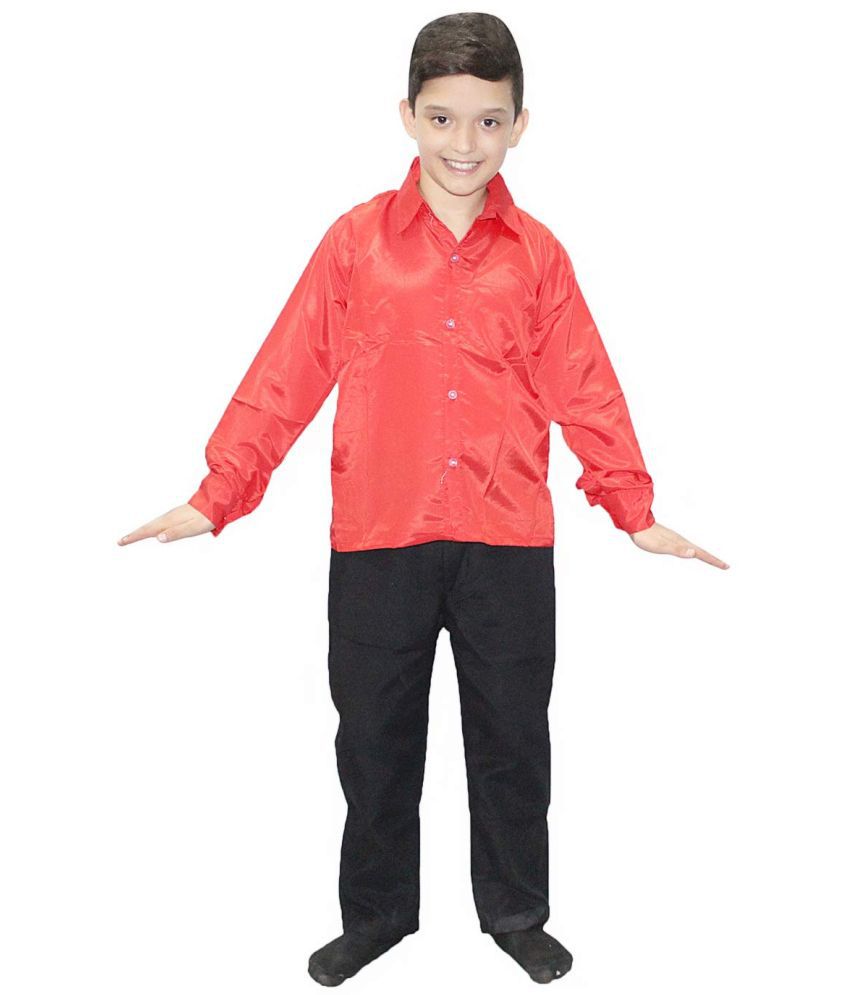     			Kaku Fancy Dresses Plain Red Shirt Western Costume -Red, 3-4 Years, For Boys