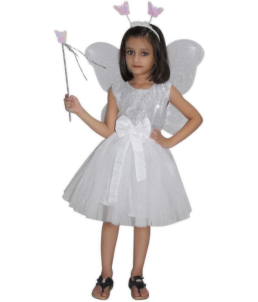     			Kaku Fancy Dresses White Butterfly Insect Costume -White, 7-8 Years, For Girls