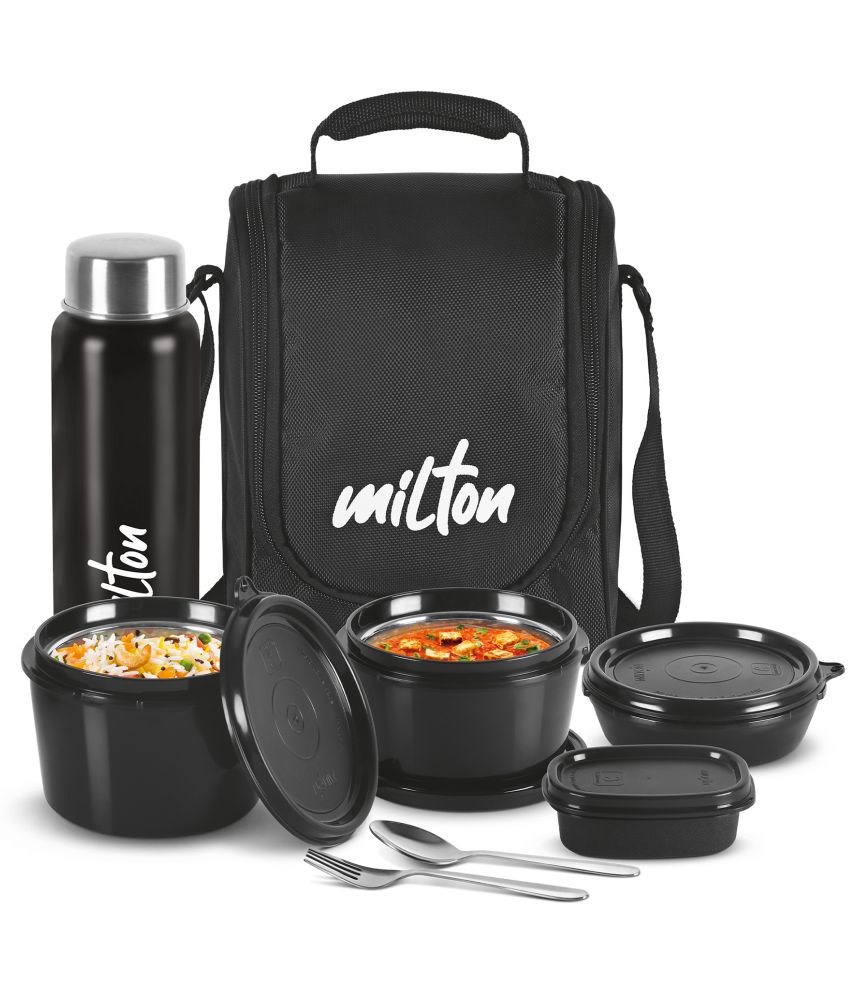 Milton PRO LUNCH,BLACK Stainless Steel Lunch Box 5 - Container ( Pack of 1 )