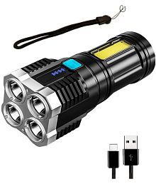 Let light 500 Meter 4 LED+COB Rechargeable Poweful Flashlight Torch