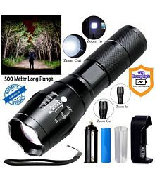 Let light Zoomable Waterproof Metal Body  Chargeable LED 5 Mode Full Metal Body 12W Rechargeable Flashlight Torch